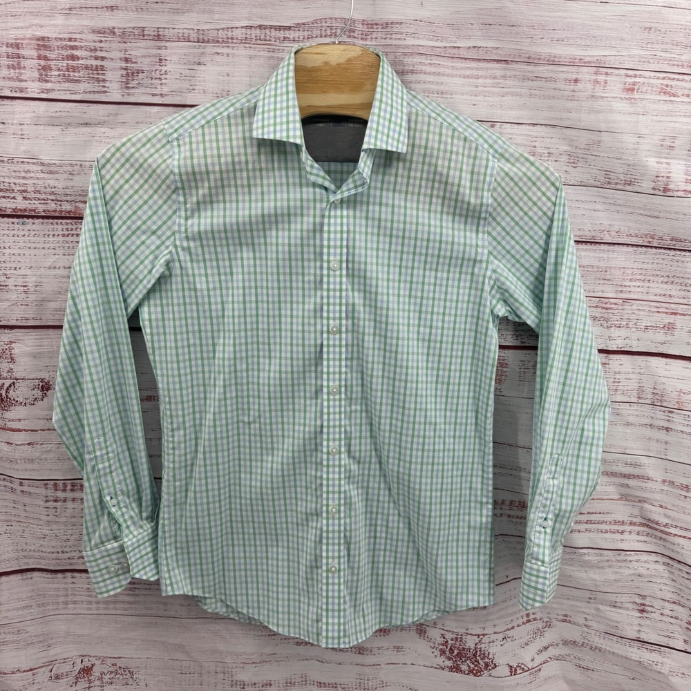 Twllory Shirt Mens Medium Performance Fabric Check Long Sleeve Tailored Fit‎